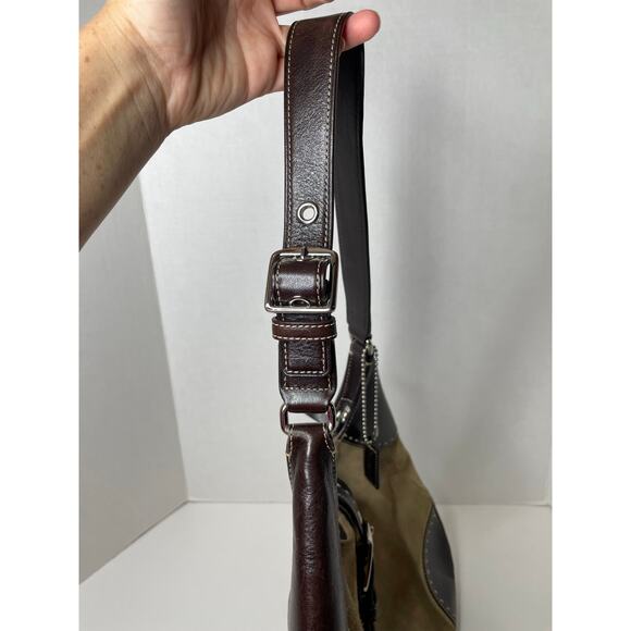 Coach Hamilton Suede Camel Tan Leather Hobo Tote Shoulder Bag Purse Vintage 90s - Picture 2 of 9